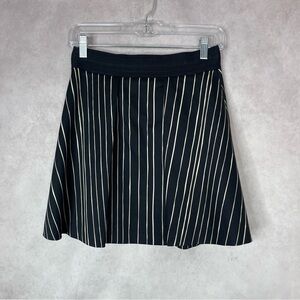 Alice + Olivia Libby Inverted Pleated Skirt Chalkboard Stripe Black Women's Sz 2